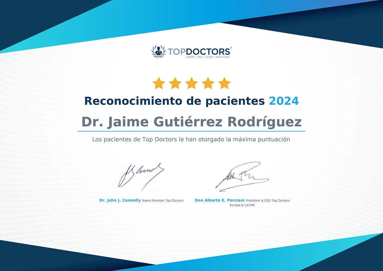 Reconocimiento TopDoctors Jaime Gutiérrez